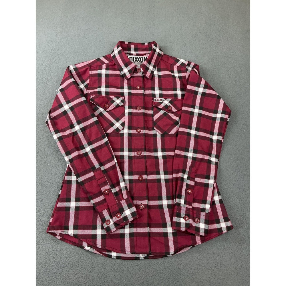 Dixxon Shirt Womens Small Red Cellar Plaid Flannel Longā Sleeve Button Up Casual